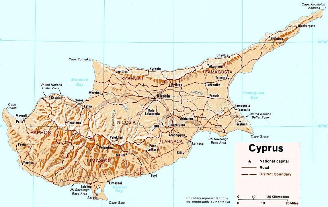 paphos, Ciprus turisztikai térkép