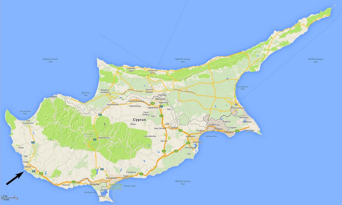 térkép Ciprus mutatja repülőterek