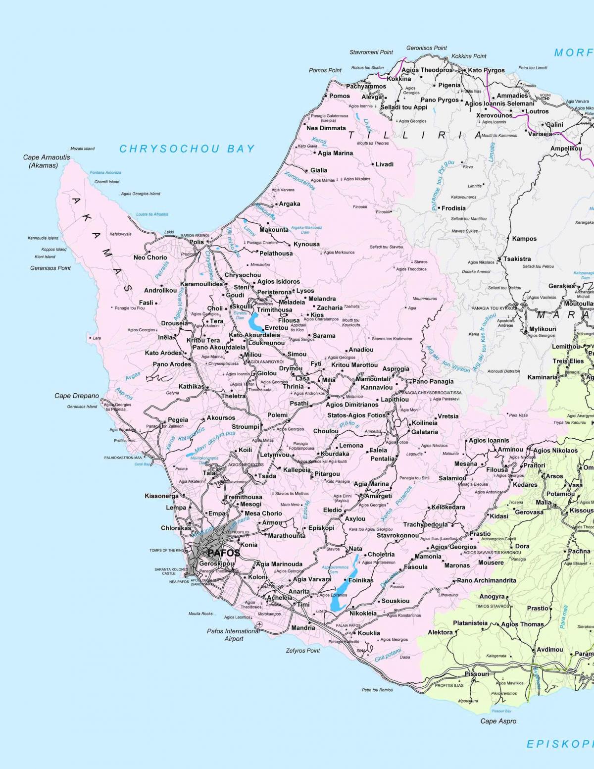 utca térkép paphos, Ciprus