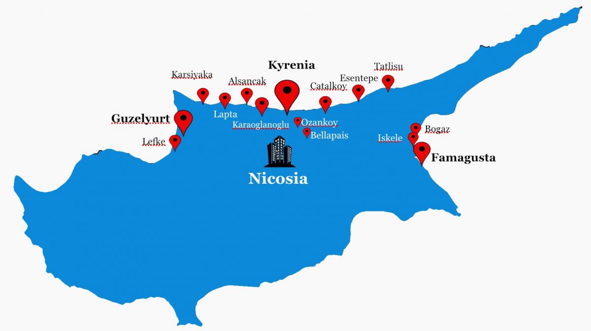 észak-Ciprus térkép